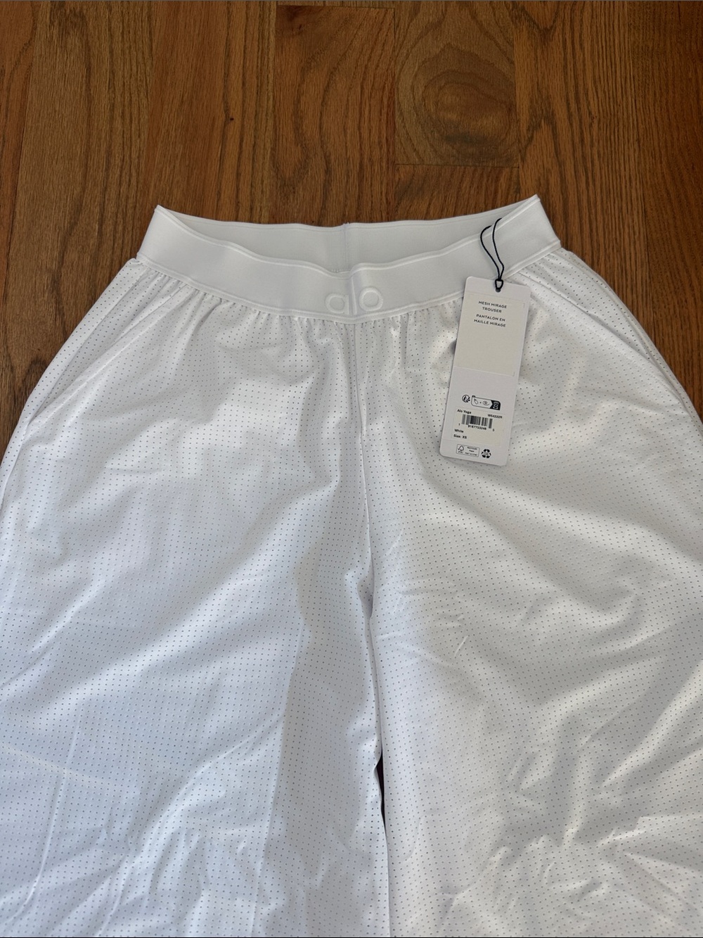 ALO Yoga White Wide-Leg Perforated Pants